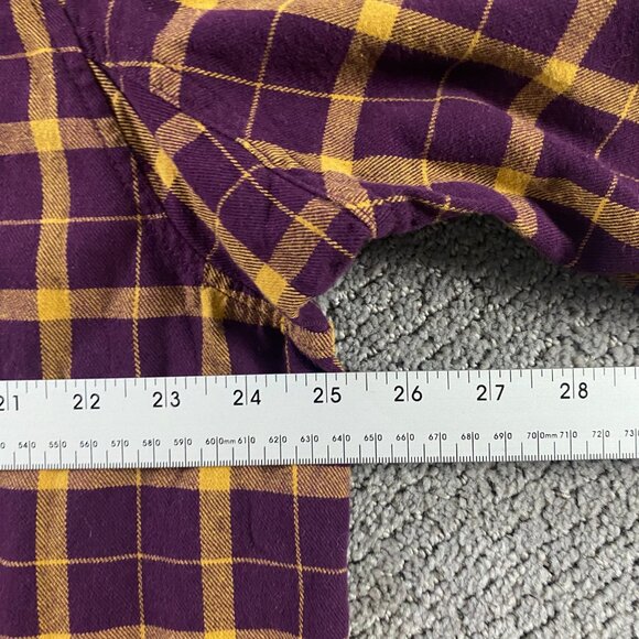 Duluth Trading Co Flannel Shirt Women's 2XL Cotton Purple Yellow Check Plaid - Picture 8 of 11